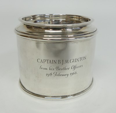 Lot 1201 - A George V silver jar and cover, of plain...