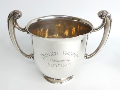 Lot 1203 - A George V silver twin handled trophy cup, of...