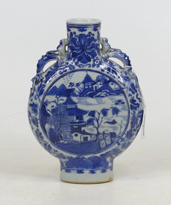 Lot 1 - A Chinese blue & white porcelain moon flask,...