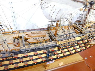 Lot 8 - A wooden model of HMS Victory, on stand,...