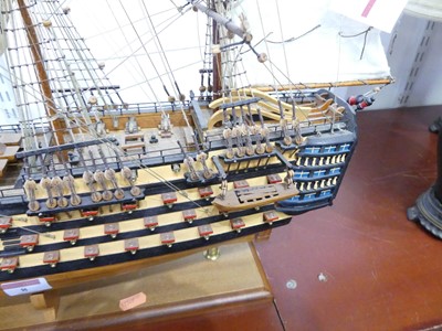 Lot 8 - A wooden model of HMS Victory, on stand,...