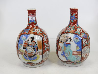 Lot 21 - A pair of Japanese porcelain vases, each...