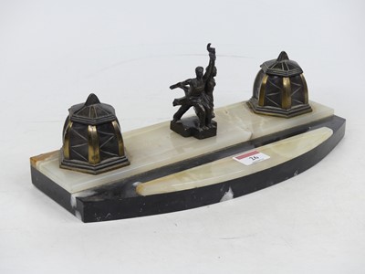 Lot 26 - A Soviet Art Deco desk stand, mounted with...