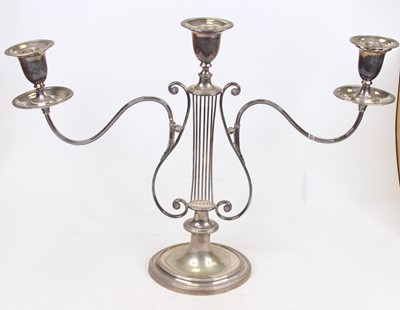 Lot 42 - A pair of Edwardian silver plated three branch...