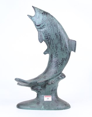 Lot 44 - A verdigris metal model of a salmon, height 44cm