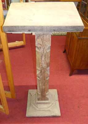 Lot 1143 - A faded pine freestanding lectern, raised on...