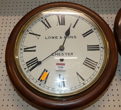 Lot 1166 - A mahogany circular wall clock, the re-painted...