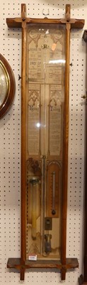 Lot 1168 - A late Victorian oak Admiral Fitzroy barometer,...