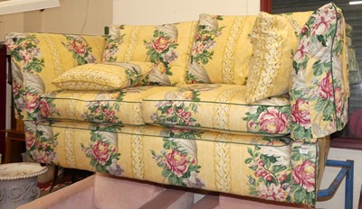 Lot 1179 - A yellow floral fabric decorated two-seater...