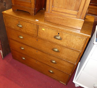 Lot 1211 - A 19th century oak squarefront chest of two...