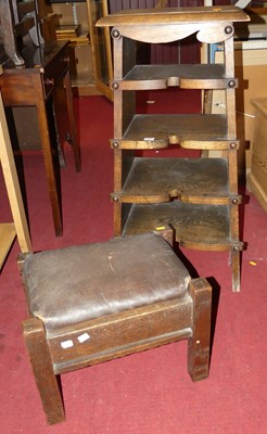 Lot 1224 - An Arts & Crafts oak four-tier open shelf, of...