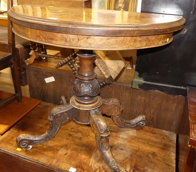 Lot 1232 - A mid-Victorian figured walnut demi-lune...