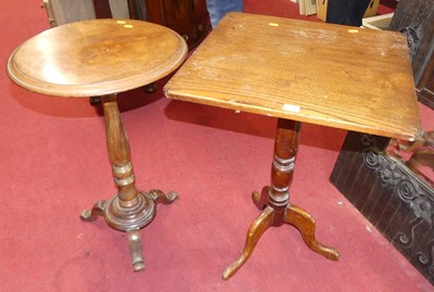 Lot 1251 - A 19th century oak fixed top pedestal tripod...