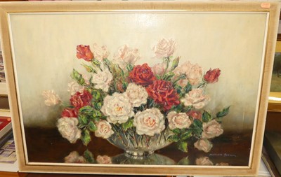 Lot 1003 - Marion Broom - still life with cabbage roses...