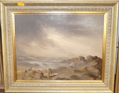 Lot 1042 - Late 19th century English school - A Stormy...