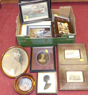 Lot 1137 - Box of assorted pictures and prints, portrait...