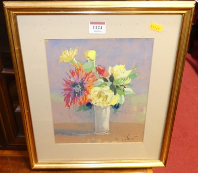 Lot 1124 - Pillaseur(?) - Roses and dahlia, pastel,...