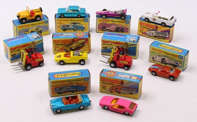 Lot 1463 - Matchbox Lesney Superfast boxed group of 10,...