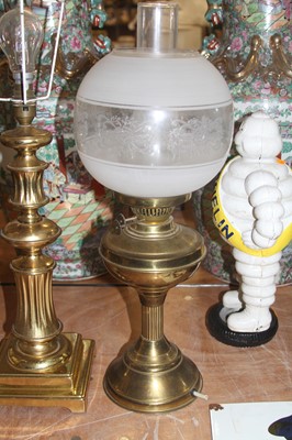 Lot 89 - A pair of brass barleytwist table candlesticks,...