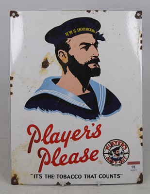 Lot 91 - An enamel Player's Tobacco advertising sign,...