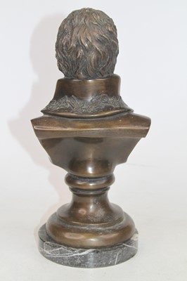 Lot 5 - A bronzed metal bust of a gentleman, upon a...
