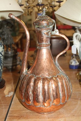 Lot 96 - A Victorian copper range kettle, h.28cm;...