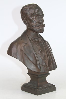 Lot 119 - A bronzed metal bust of a gentleman, signed...
