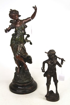 Lot 123 - A 19th century French spelter figure of a lady,...