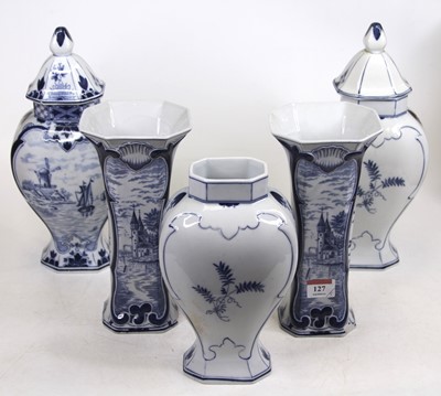 Lot 127 - A pair of 20th century Delft blue and white...