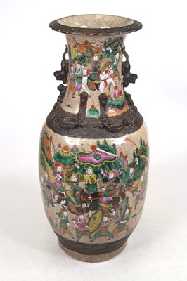 Lot 136 - A Chinese Nanking crackle glazed vase, enamel...