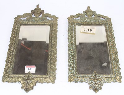 Lot 148 - A pair of 19th century brass wall mirrors,...