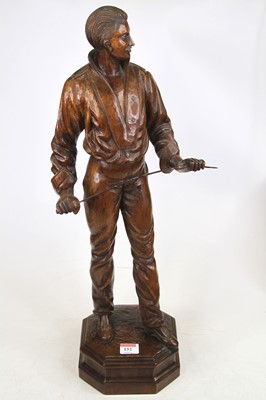 Lot 152 - A carved wood figure of a fencer, h.62cm