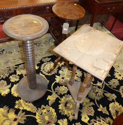 Lot 1402 - A pitch pine square topped occasional table,...