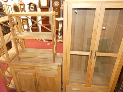 Lot 1407 - Contemporary blond oak furniture, to include;...