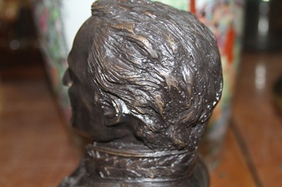 Lot 164 - A bronzed head and shoulders bust of...