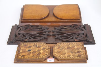 Lot 165 - A Victorian parquetry inlaid bookslide, w.34cm;...