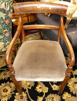 Lot 1386 - A 19th century walnut bar back elbow chair,...