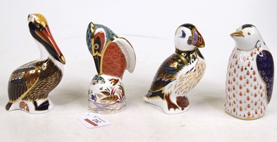 Lot 202 - Three Royal Crown Derby models of birds, to...