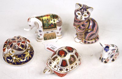 Lot 203 - Five Royal Crown Derby models of animals, to...