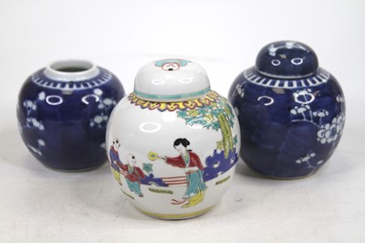 Lot 204 - A collection of three Chinese porcelain ginger...