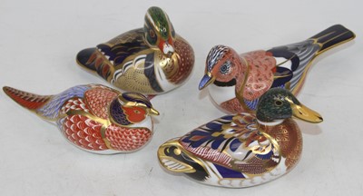 Lot 205 - Four Royal Crown Derby models of birds, to...