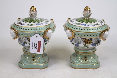 Lot 225 - A pair of continental style porcelain pot...