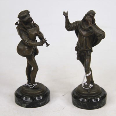 Lot 230 - A pair of spelter figures of musicians, each...