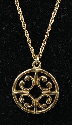 Lot 329 - A modern Ola Gorie 9ct gold open work pendant...