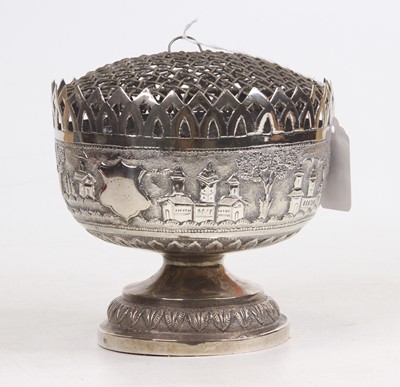 Lot 251 - An Anglo-Indian white metal flower bowl,...