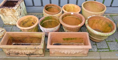 Lot 1425 - A collection of ten sundry terracotta planters...