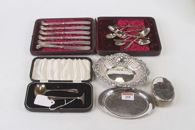 Lot 268 - Assorted silver wares to include oval teapot...