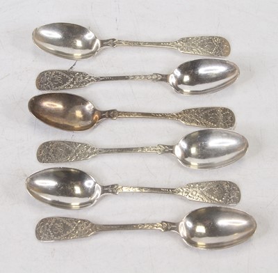 Lot 293 - A set of six Edwardian silver teaspoons in the...