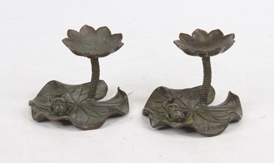Lot 376 - A pair of modern bronzed metal table...