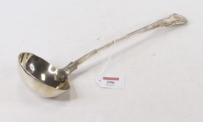 Lot 296 - A William IV silver soup ladle in the Kings...